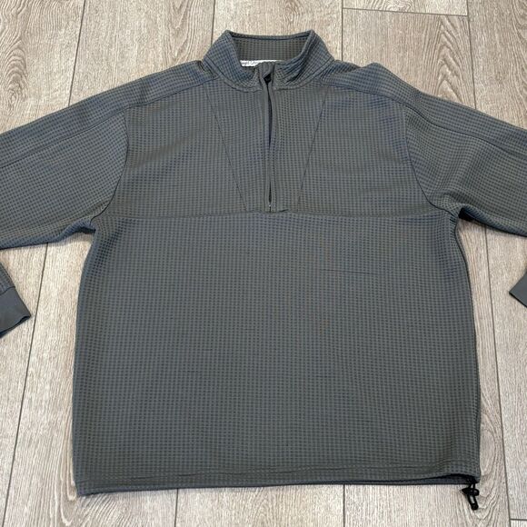Straight Down 1/4 Zip Pullover Mens Large Gray Waffle Knit Sweater Golf Casual - Picture 1 of 6